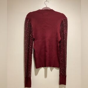 Madden Girl Burgundy Sweatshirt with Sequin Sleeves
